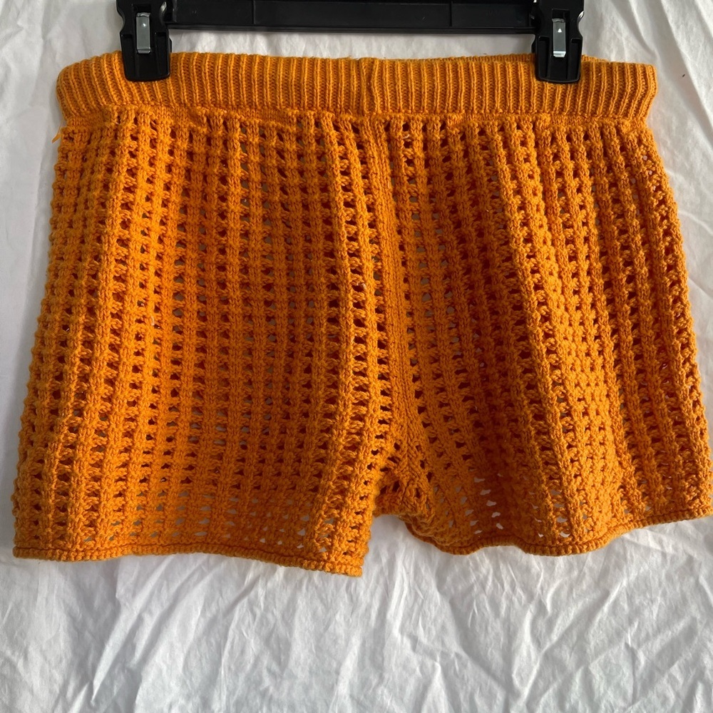 Wild Fable Orange Crochet Knit Set Top & Shorts Boho Beach Resort Size XS/S - Picture 10 of 11